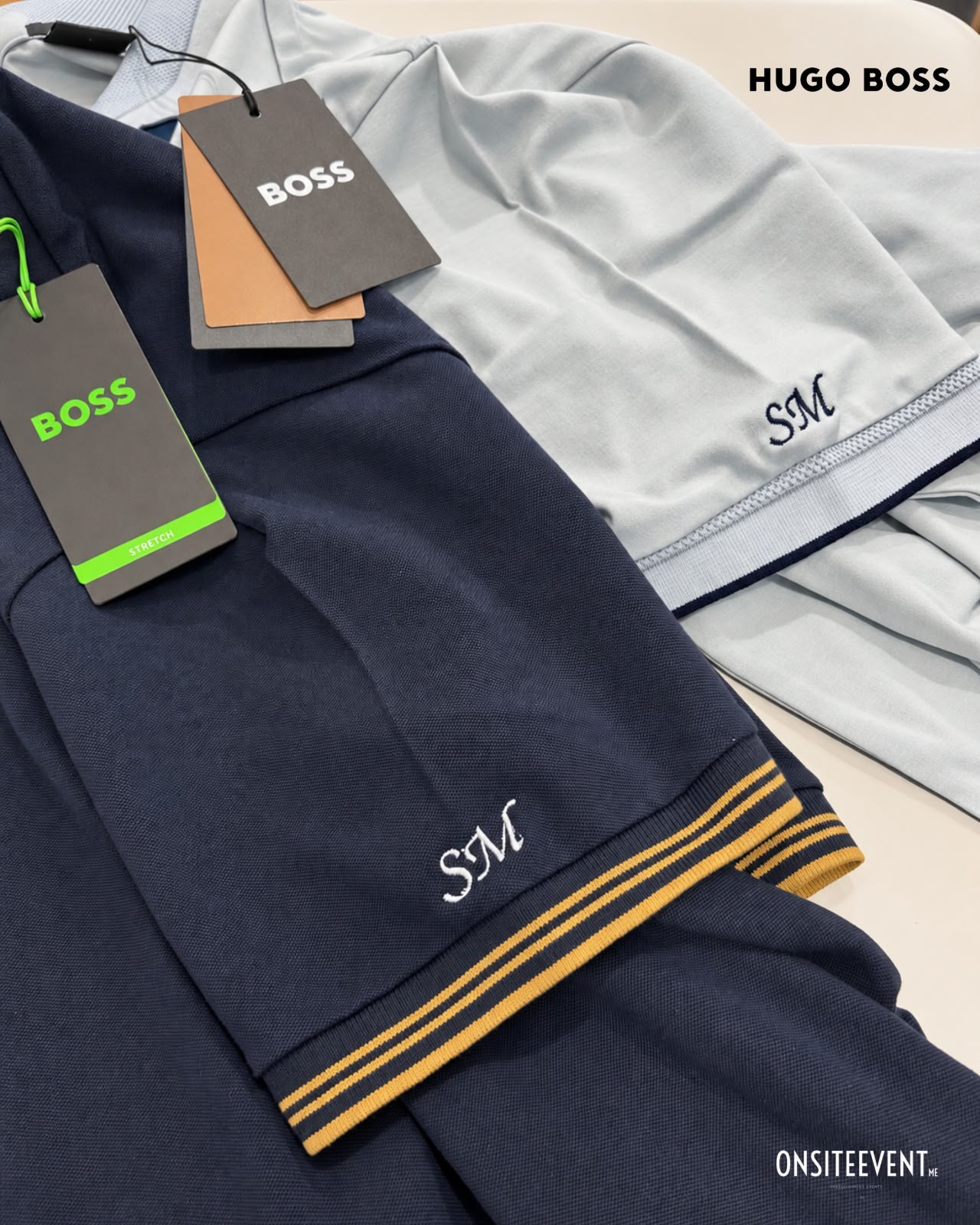 Monograms stitched for Hugo Boss